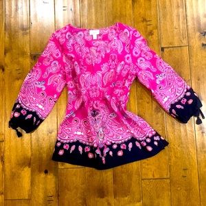 ANN TAYLOR LOFT PAISLEY PINK TOP
